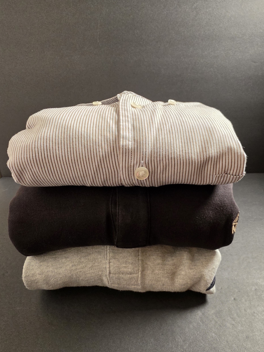 Bundle Of 3 Nautica Men's Striped White and Black Button-Down Shirt And 2 Polos